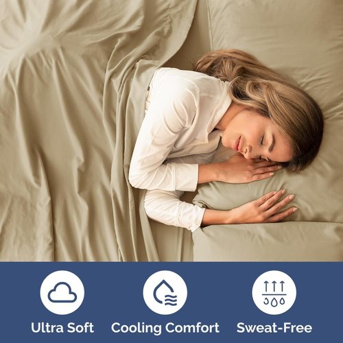 Cal King Size Sheet Set by Hotel Luxury | Comfy, Breathable & Cooling - Ultra-Soft, Deep Pockets, Wrinkle-Free - Beige