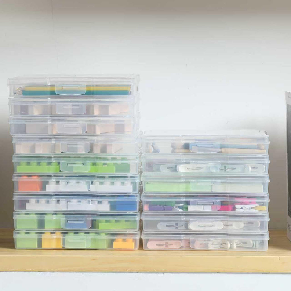 Novelinks 12-Pack Clear Photo Storage Boxes - 5"x7" Plastic Organizers with Lids for Cards & Games