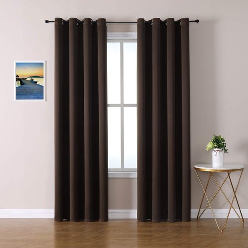 ChrisDowa Blackout Curtains - 80-Inch Long Thermal Insulated Grommet Panels | Brown, 2-Panel Set for Living Room & Bedroom