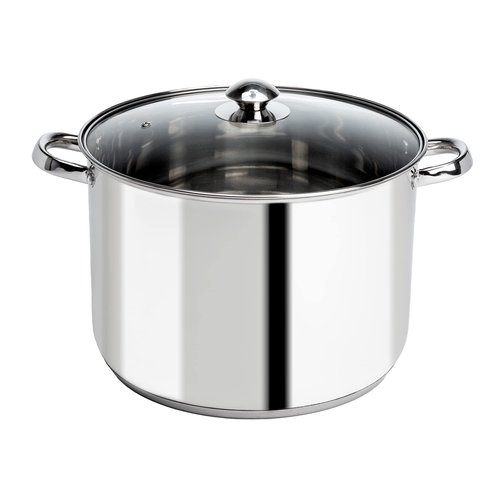 Ecolution Pure Intentions Stock Pot - Features Tempered Glass Lid, Stay-Cool Handles, and Encapsulated Bottom - Oven Safe - Curbside Recyclable Stainless Steel - 12 Quarts
