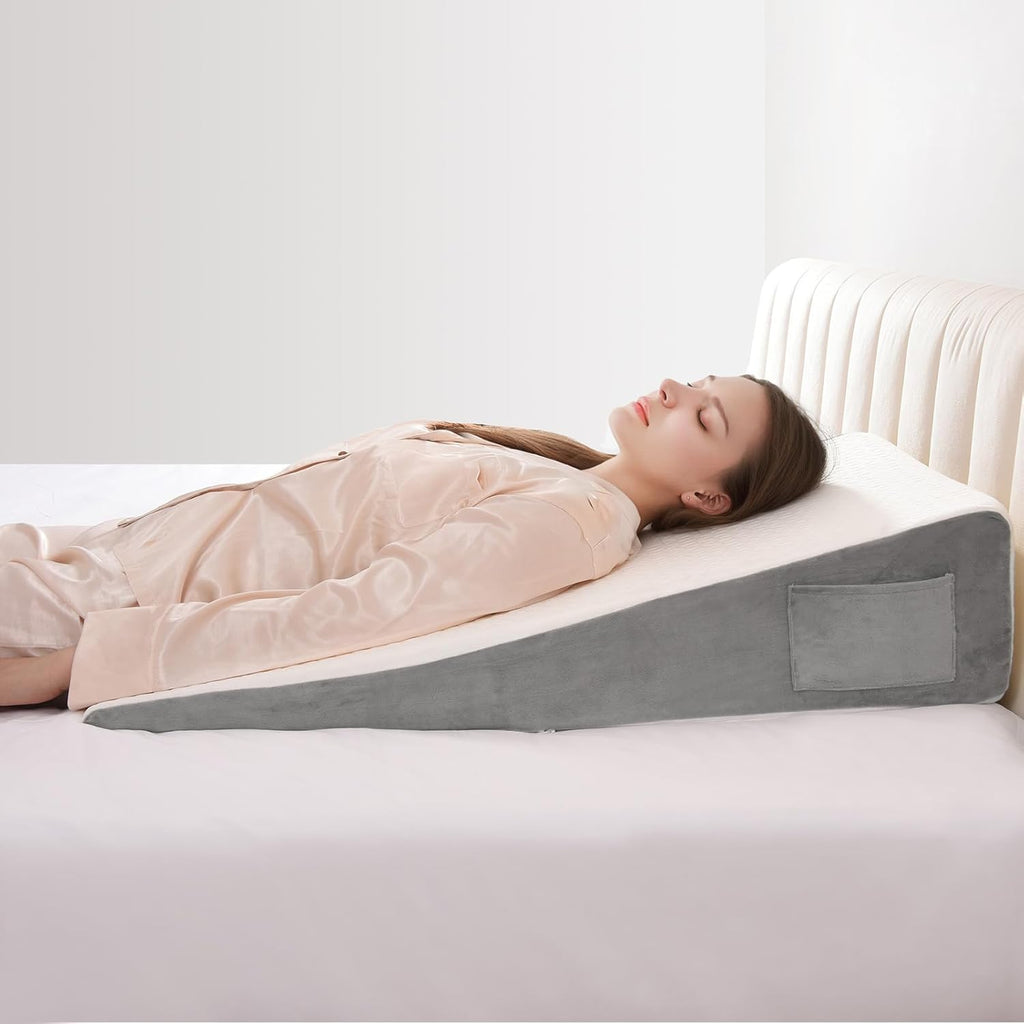 Vekkia 34" Extra-Long Wedge Pillow - Back & Arm Support for Surgery Recovery | Snoring Relief, Washable Cover, 7.5" Height, White