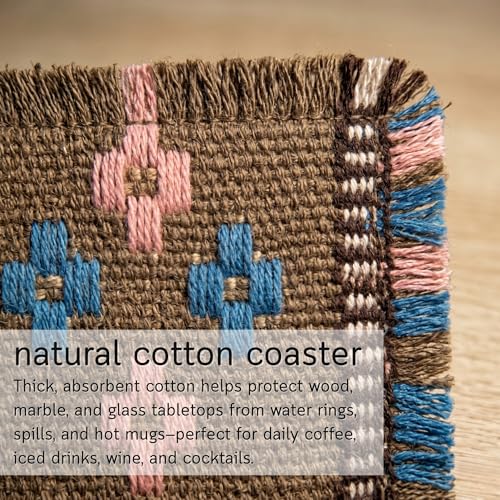 Boho Woven Coasters Set of 6 | Handmade Cotton Drink Coasters