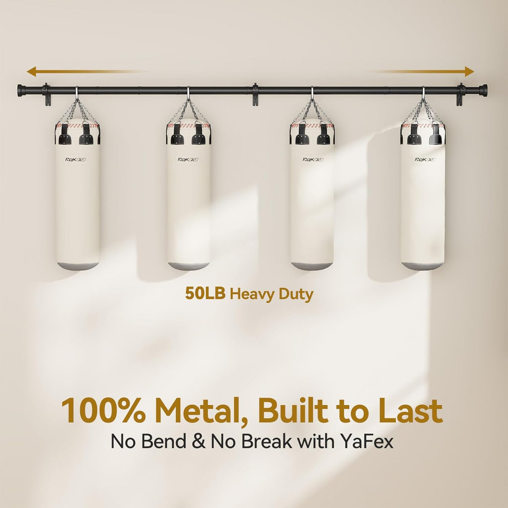 YaFex Curtain Rods - Heavy Duty 1 Inch Adjustable Window Treatment Rods, 32-58 Inch, Modern Black Design