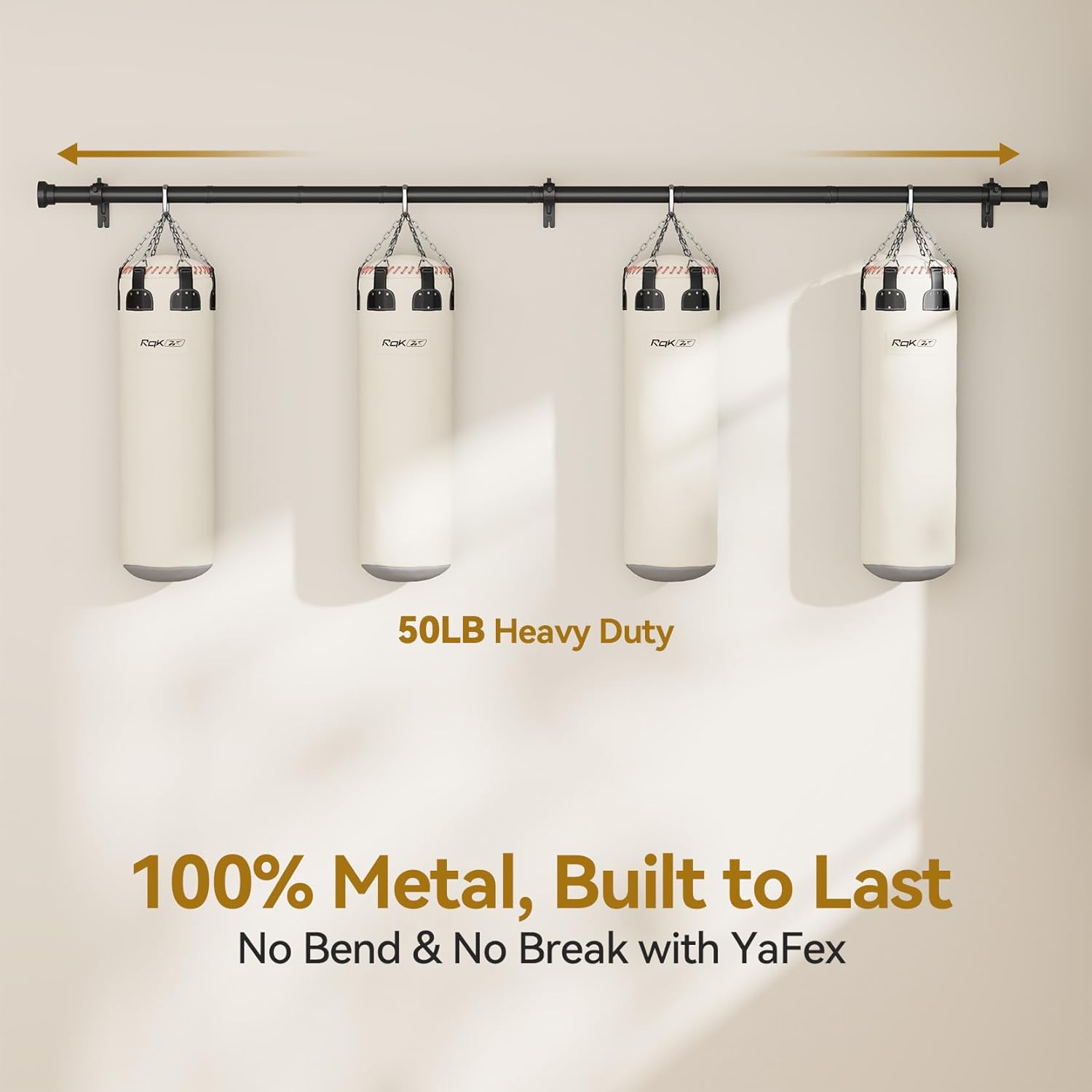 YaFex Curtain Rods - Heavy Duty 1 Inch Adjustable Window Treatment Rods | 32-118 Inch, Modern Black Design