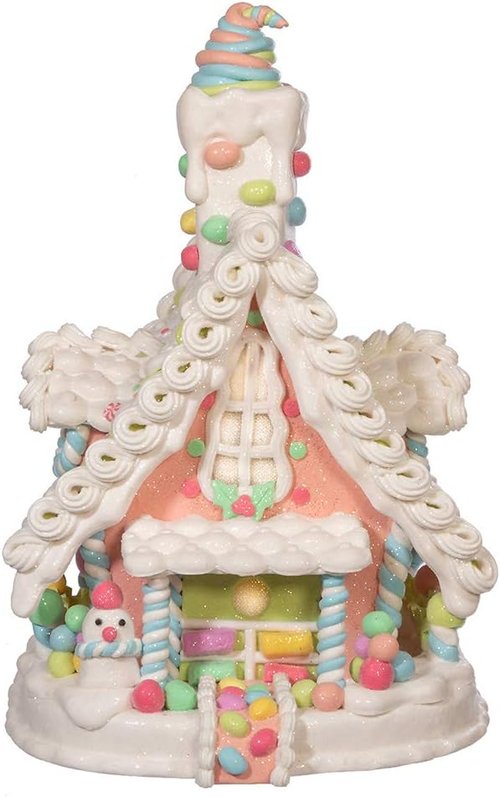 Kurt S. Adler 12.5-Inch Light-Up Pastel Gingerbread House | Battery-Operated Holiday Decor