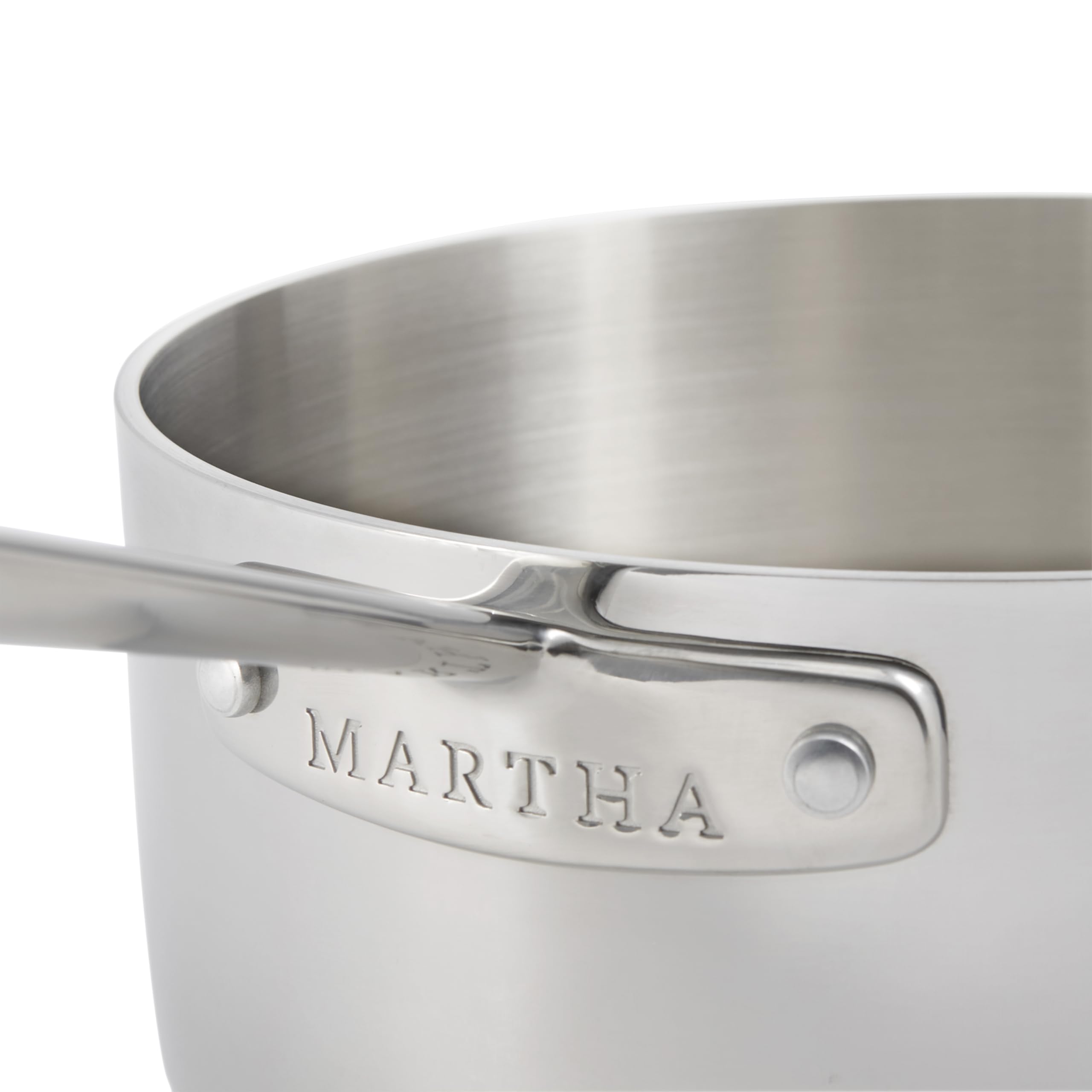 Martha by Martha Stewart 3-Quart Triply Stainless Steel Low Saucepan w/Lid