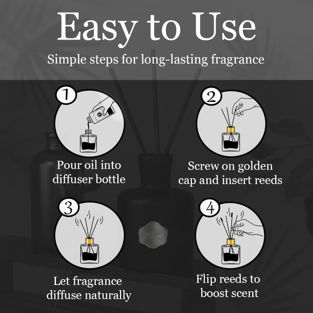 Smell Good Stuff Black Reed Diffuser - Premium Cashmere Vanilla Scent | Long-Lasting 5 oz Oil Set for Home & Office