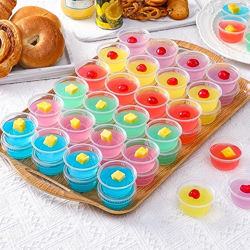 AOZITA 60 Sets 2 oz Plastic Portion Cups with Lids - Airtight & Stackable