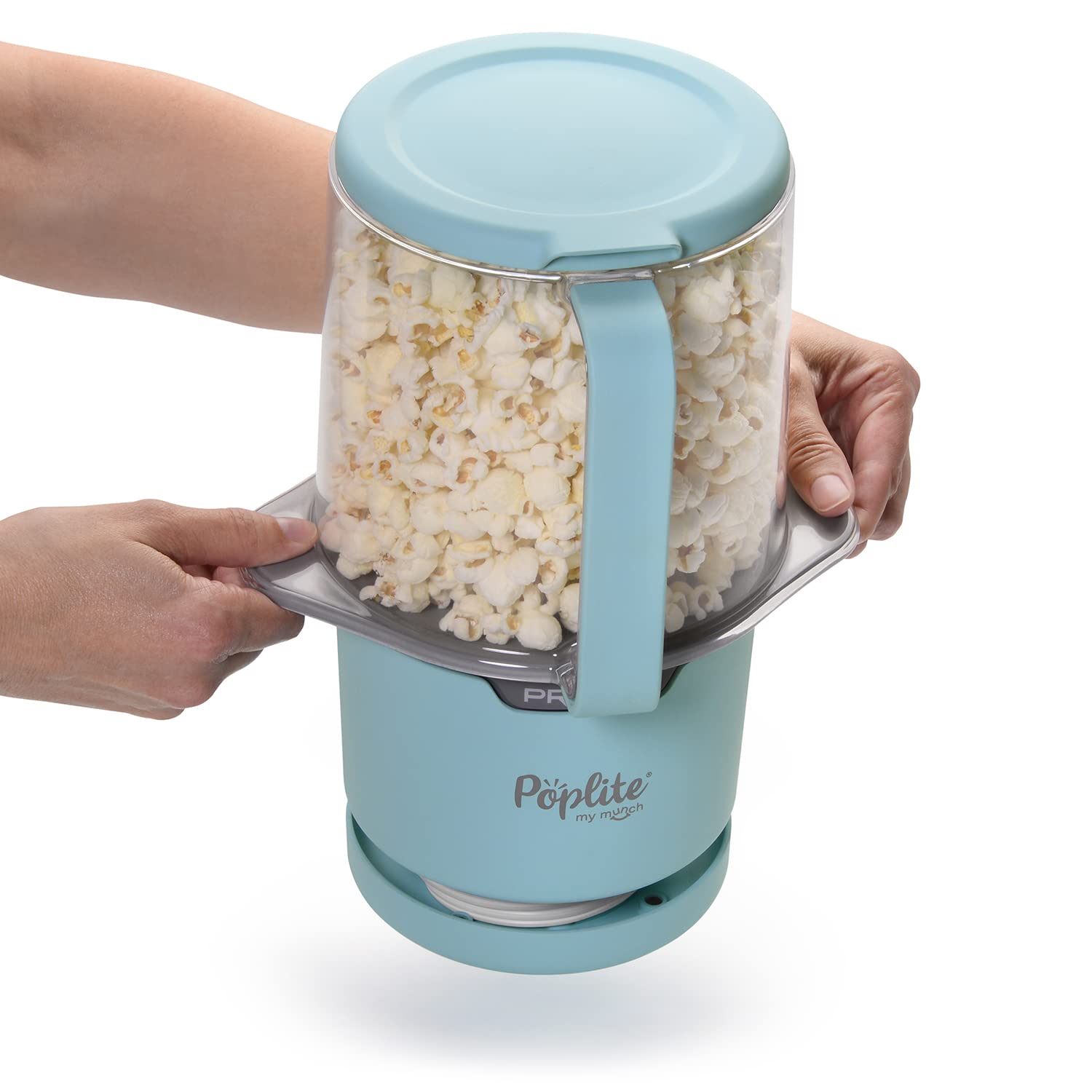 Presto 04811 PopLite My Munch Hot Air Popcorn Popper - Personal Sized, Built-In Serving Bowl, Compact Design, 8 Cups, Blue