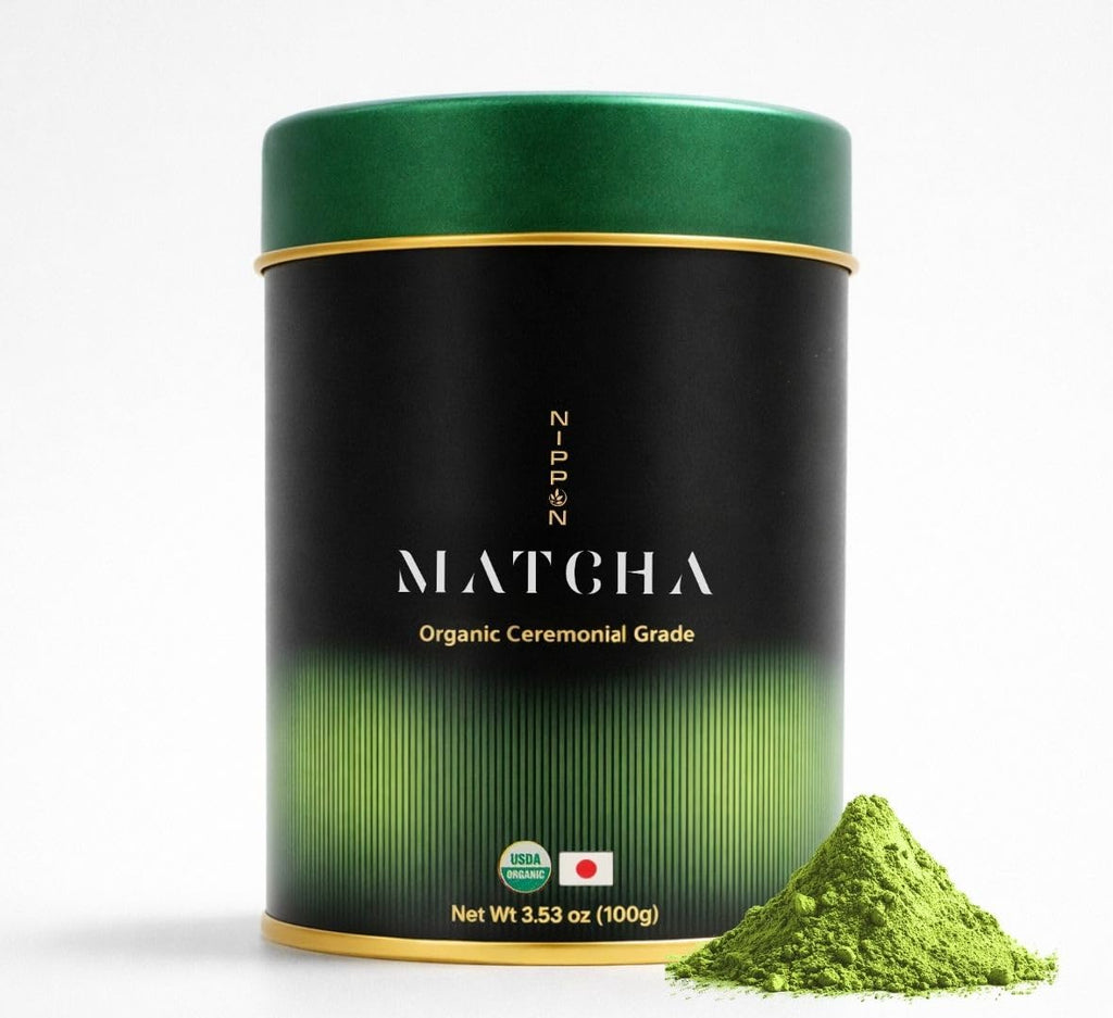 Nippon Matcha | Organic Premium Ceremonial Grade Japanese Matcha Green Tea Powder - First Harvest from Uji, Kyoto - USDA Certified, Stone-Ground, Smooth & Vibrant (100g/3.53oz)