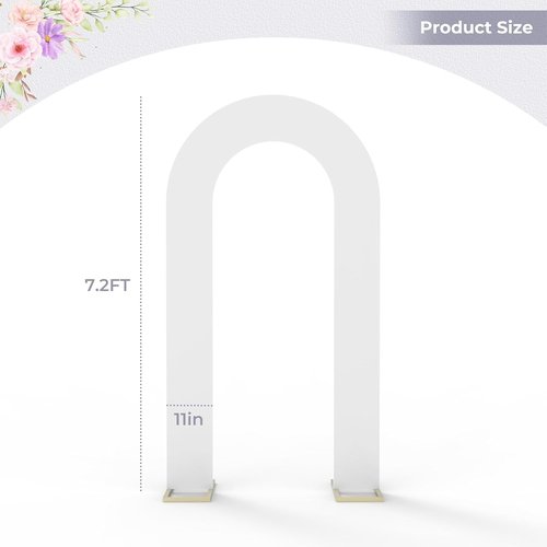 Babenest 7.2Ft Spandex Open Arch Backdrop - Fitted Double-Sided U-Shaped Cover for Weddings & Events | White