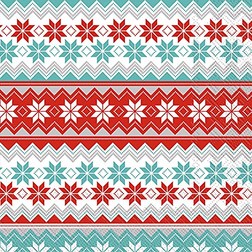 IHR Winter Holiday Cocktail Napkins, 3-Ply, 20-Count, 5" x 5"