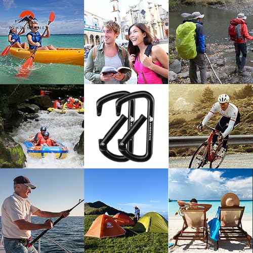 2 Pack Carabiner Clips, 3.2" Lightweight D Shape Carabeaner, Strong and Heavy Duty Hold Max 12KN (2697 lbs Each) for Large Dog Leash, Camping, Hiking, Hammock, Keychains