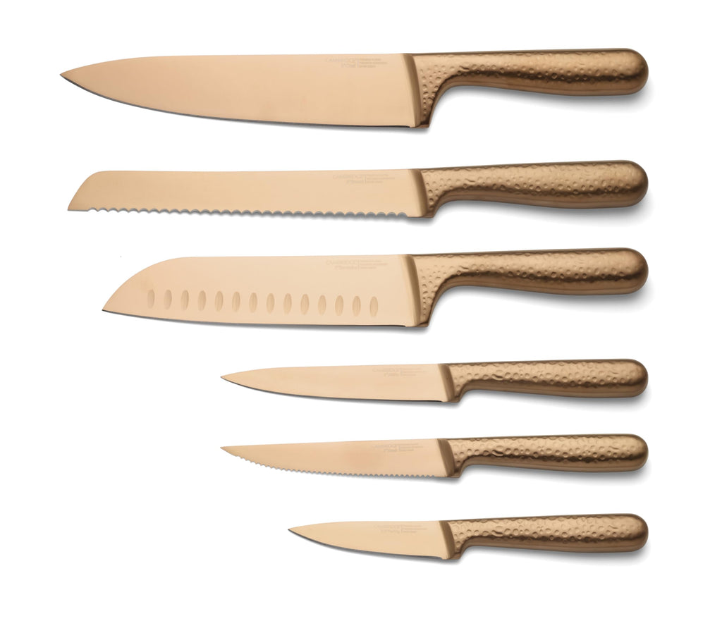 Cambridge Silversmiths Rame Hammered Copper 12-Piece Cutlery Set with Block