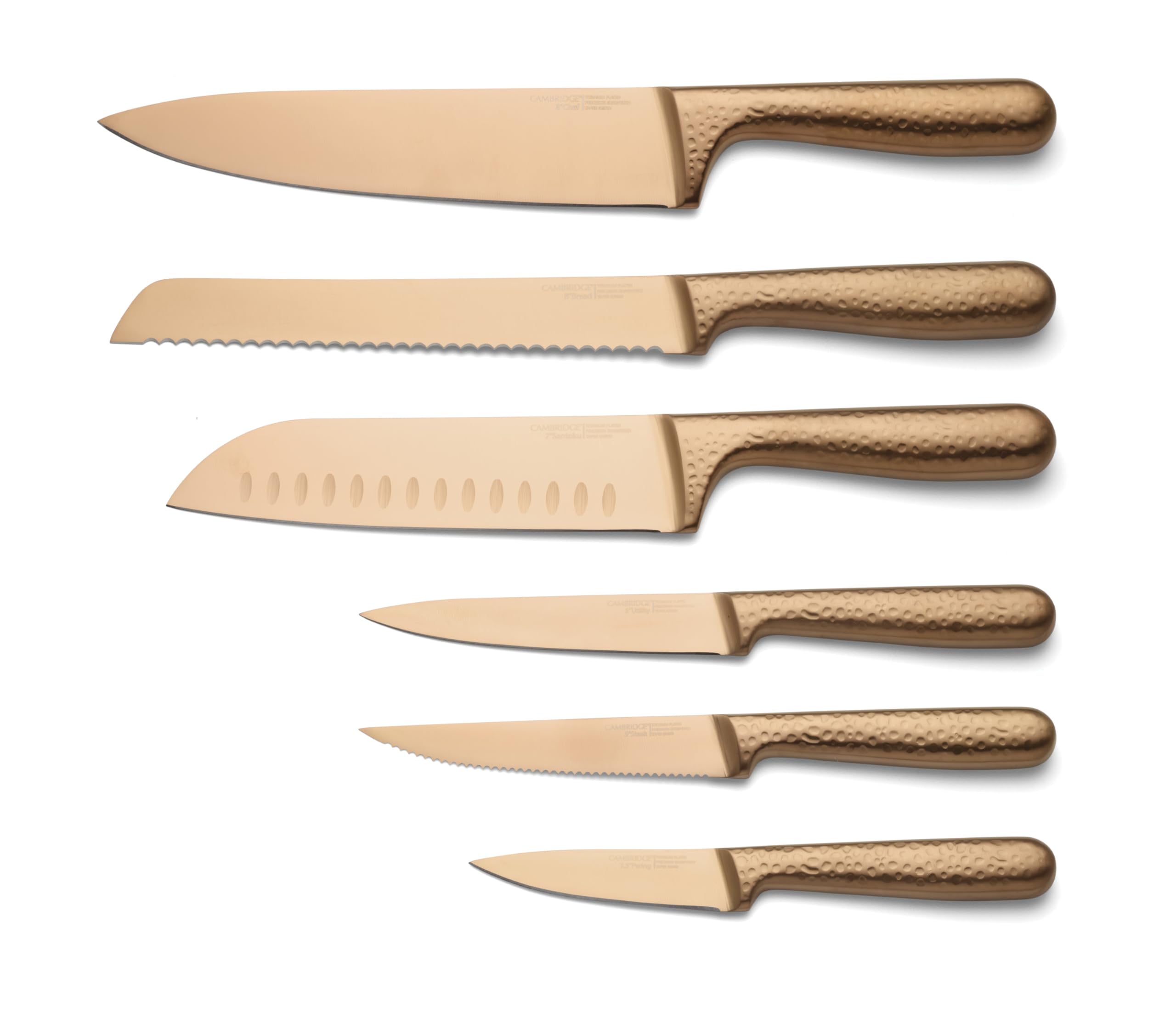 Cambridge Silversmiths Rame Hammered Copper 12-Piece Cutlery Set with Block