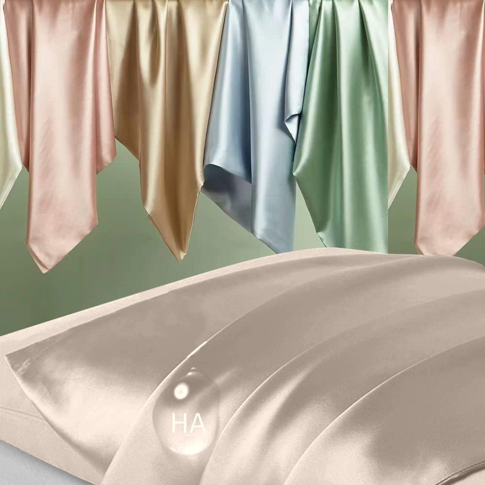 Skiennix Mulberry Silk Pillowcase - Anti-Acne Cooling Sleep | Standard Size, Champagne Color