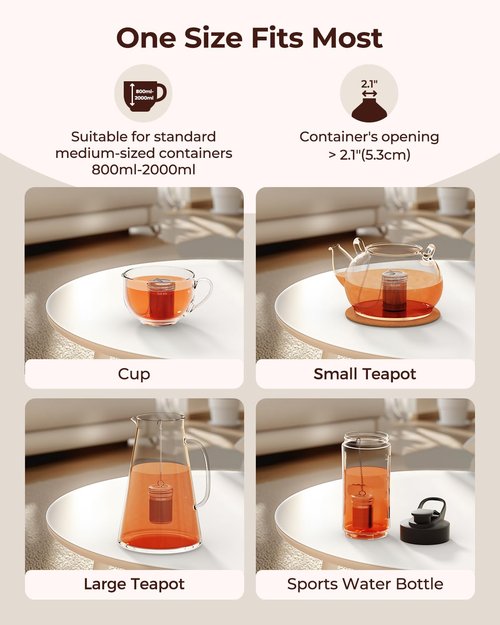 2 Pack Reinmoson Large Tea Infuser for Loose Tea & Spice Infuser for Cooking, 2.1” x 2.9” Extra Fine Mesh Large Tea Strainers, 304 Stainless Steel Loose Leaf Tea Steeper for Black Tea, Rooibos, etc