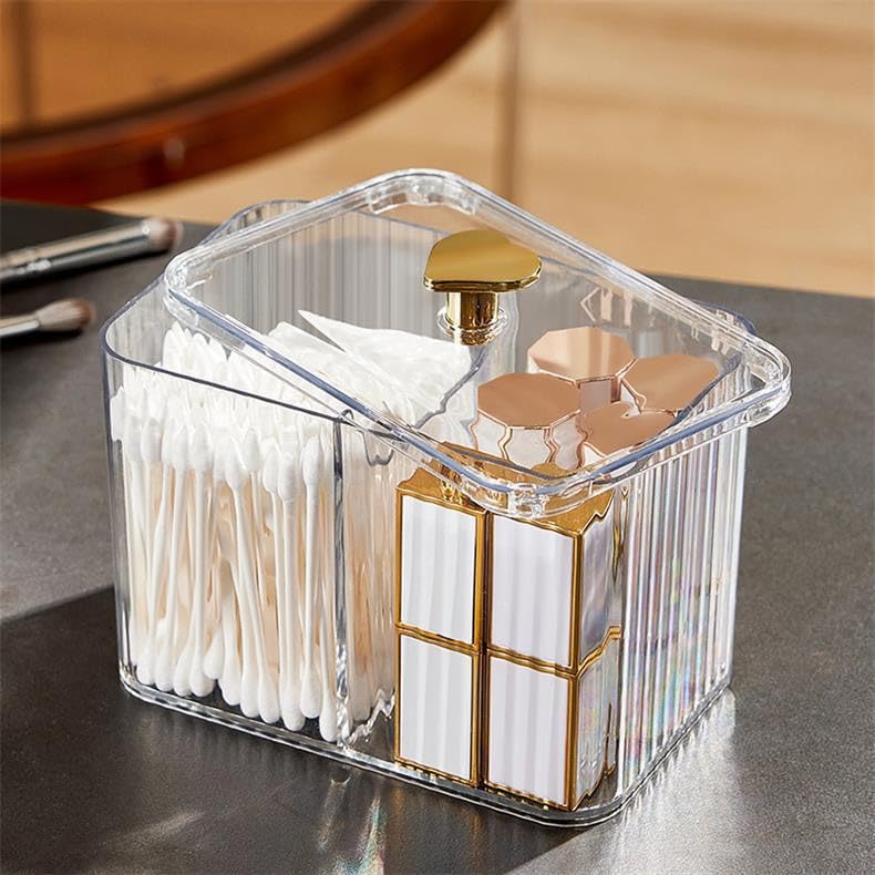 Acrylic Bathroom Organizer with 3 Compartments for Cotton Swabs & Pads
