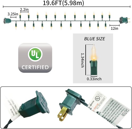Clear Incandescent Bulb Mini String Lights - 100 Green Wire for Indoor Christmas Tree & Party Decor