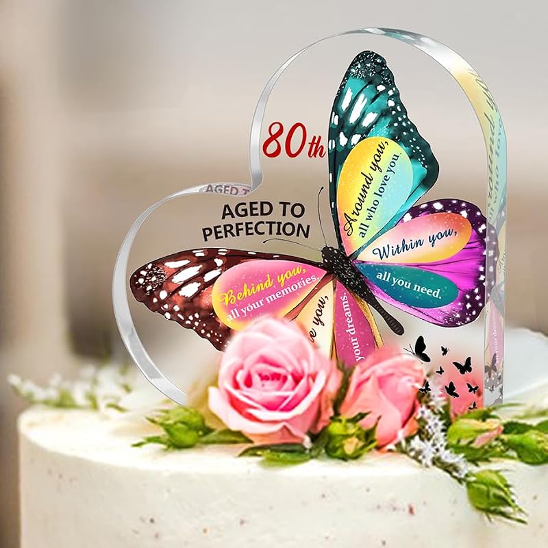 80th Birthday Gift for Women - Acrylic Heart Ornament Keepsake