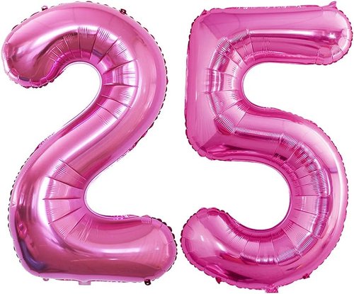 GOER Jumbo 25 Balloons - 42 Inch Hot Pink Foil for 25th & 52nd Birthday Party Decorations