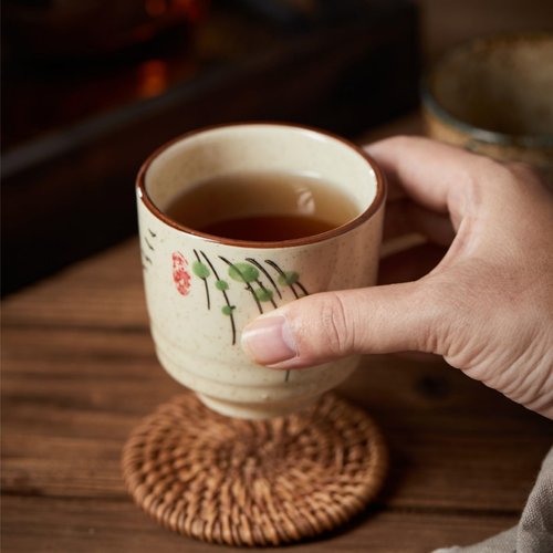 Nagpew 6 Pieces Japanese Tea Cups, 6 Oz Ceramic Coffee Cup with Good Heat Retention, No Handle Teacup Matcha Mug for Latte, Juice, Gift, Dishwasher Safe