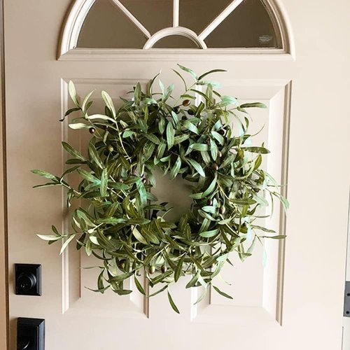 Antspirit 6pcs Artificial Plants Greenery Olive Branches Stems Fake Plants Green Leaves Fruits Branch Leaves for Home Office ndoor Outside DIY-Wreath Decor 28-Inch (6)