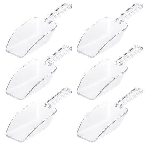 6Pcs Clear Plastic Ice Scoop, 7.5 Inch Multi-purpose Kitchen Scoops for Party Wedding Food Popcorn Snack Cookie Candy Sugar Bar Jars Freezer Dry Goods (Clear)