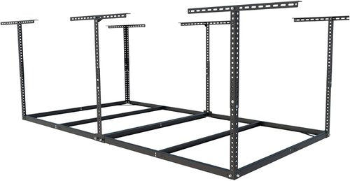 FLEXIMOUNTS 4x8 Overhead Garage Storage Rack - Heavy-Duty Metal Ceiling Organizer | 600lbs Capacity, Black