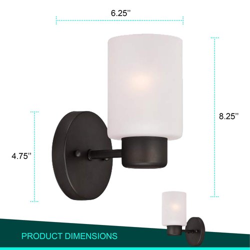 Wall Decor Light Fixture Bathroom Vanity, Living Room Decor, Modern Home Decor, Bathroom Light fixtures, Pack of 2, Oil Rubbed Bronze Finish and Frosted Seeded Glass,