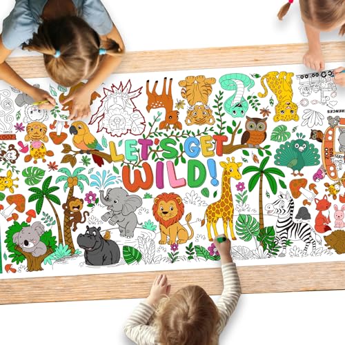 Gatherfun Wild Safari Jungle Coloring Tablecloth 31.5x72