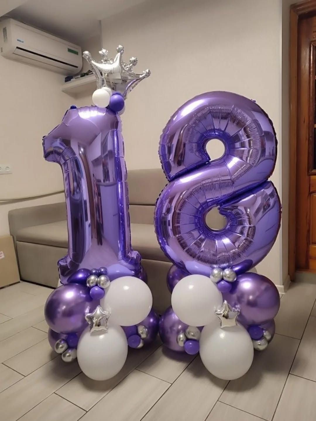 Skiennix 40-Inch Purple Number Balloons - 18th Birthday Party Decorations for Men & Women