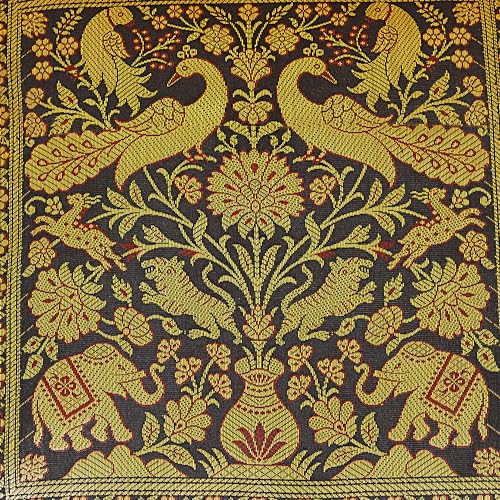 Bohemian Elephant Silk Cushion Cover 16x16 Inch - Black