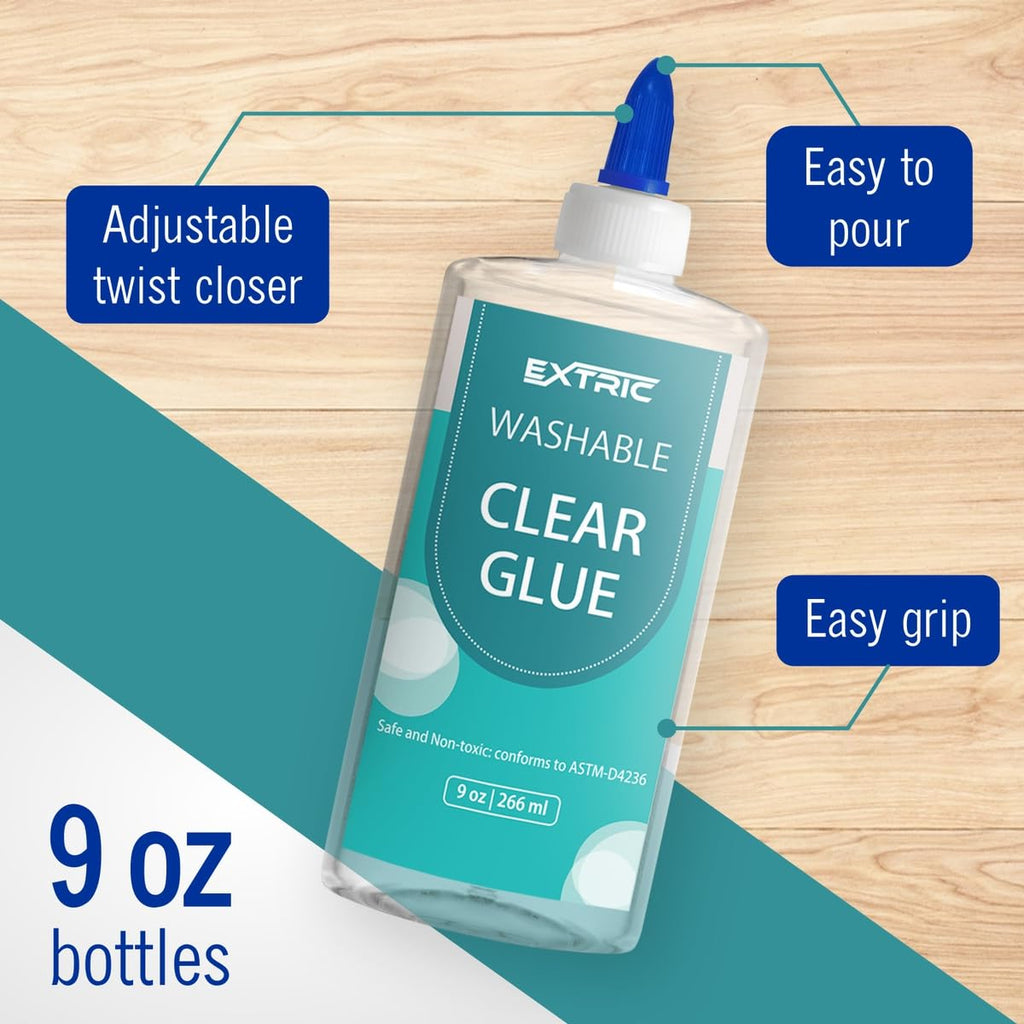 Clear Glue by Elmer's - Washable Liquid Glue 9 Ounces, Perfect for Slime, Crafts & School Projects