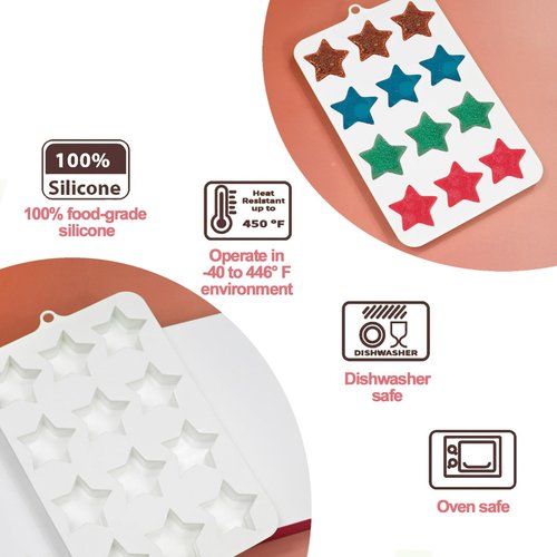 LLchunyun Star Chocolate Mold Star Shape Candy Gummy Jello Pudding Soap Cookie Silicone Molds Fourth Of July Silicone Mold for Baking (1pcs)