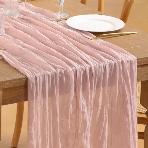 Cheesecloth Table Runner by Dusty Pink | 10FT Boho Rustic Gauze | 35x120 Inch for Weddings & Events