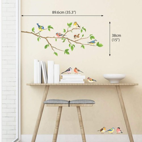 DECOWALL DS4-8036 Garden Birds Kids Wall Stickers Wall Decals Peel and Stick Removable Wall Stickers for Kids Nursery Bedroom Living Room (Small) Decor