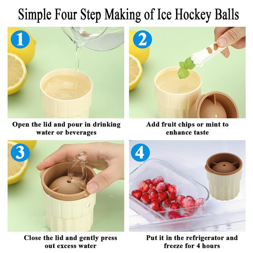 Kyraton Ice Molds Set 4 Pack, 2inch Plastics Round Ice Cube Mold, Ice Ball Maker Mold, Stackable Puck Maker, Easy Release, Mixing Colours