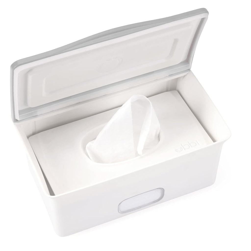 Ubbi Baby Wipes Dispenser - Keeps Wipes Fresh With Weighted Plate & Non-Slip Feet | Gray