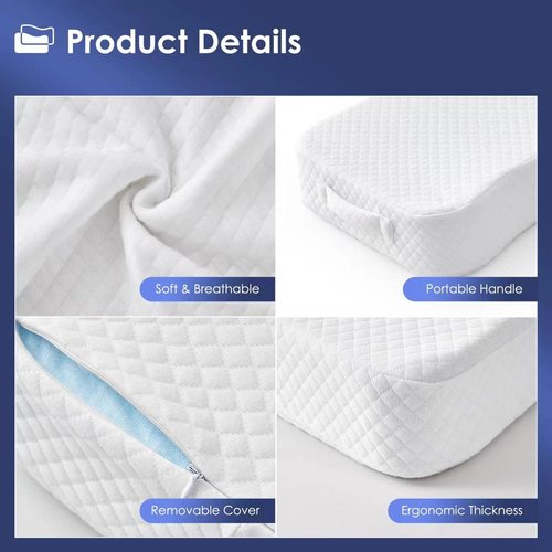 Livemy Leg Pillow for Side Sleepers, Memory Foam Knee Pillow for Side Sleeping, Leg Elevation Pillow for Hip/Back/Sciatica Pain Relief Helps Spine Alignment -18"x30" (4 INCHES) (White, L)