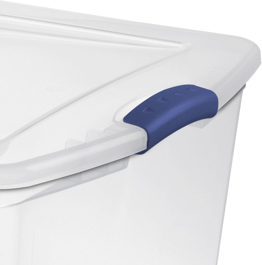 Skiennix 105 Qt. Plastic Storage Bin - Durable, Stackable Clear Tote with Blue Buckles | Ideal for Organization