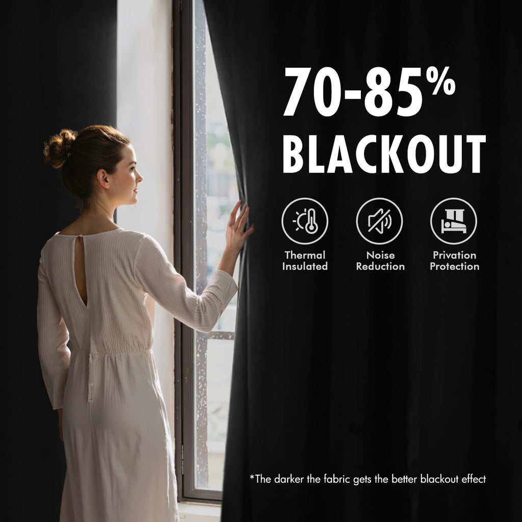 MIULEE Black Velvet Blackout Curtains 84 Inch Long Luxury Super Soft Thermal Insulated Window Curtains Room Darkening Drapes Rod Pocket Design for Bedroom Living Room Set of 2 Panels, W40 x L84 Inch