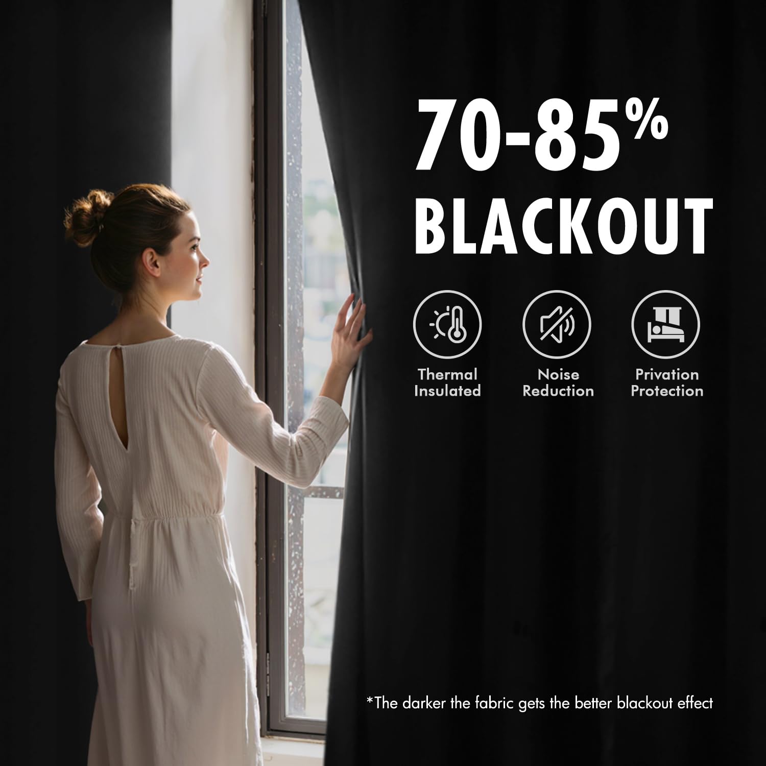 MIULEE Black Velvet Blackout Curtains 84 Inch Long Luxury Super Soft Thermal Insulated Window Curtains Room Darkening Drapes Rod Pocket Design for Bedroom Living Room Set of 2 Panels, W40 x L84 Inch