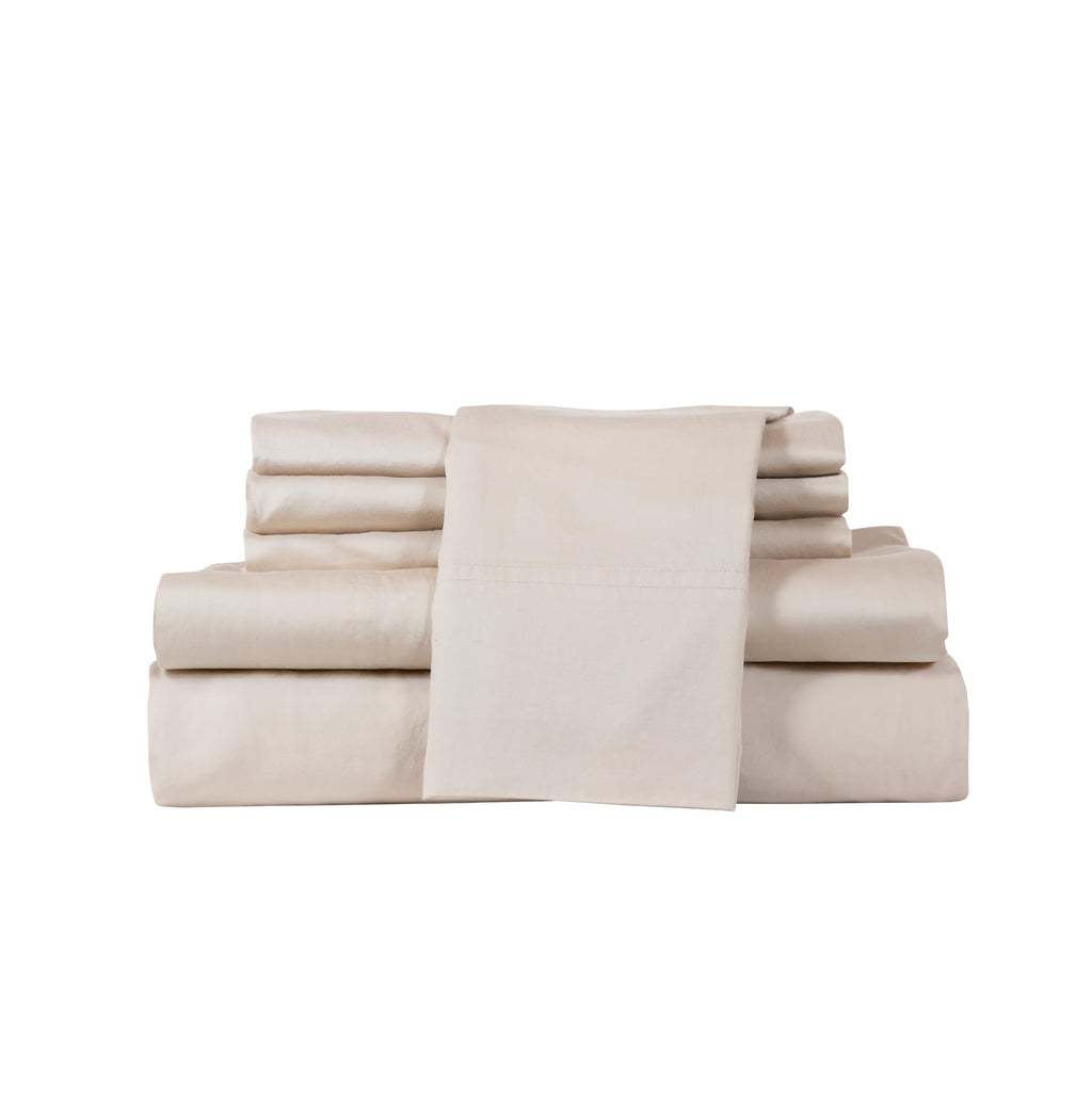Therapedic 100% Egyptian Cotton Queen 6-Piece Sheet Set – Naturally Cooling & Breathable Sateen, Preshrunk Garment Wash, 16" Deep Pocket Fitted Sheet, Bonus Pillowcases, Soft & Durable - Fog