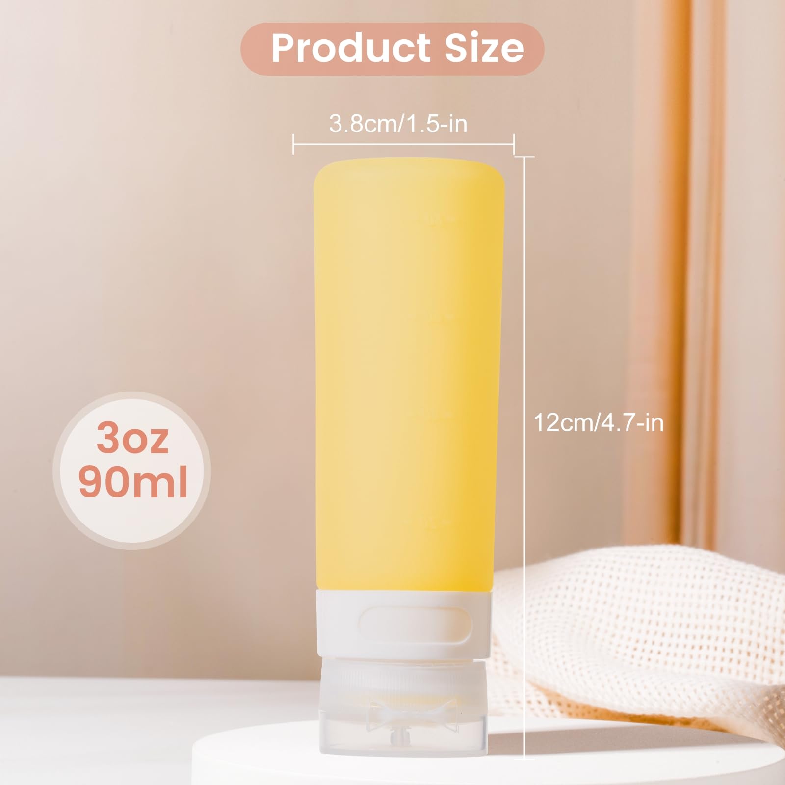 MICEBAY Condiment Squeeze Bottles for Sauces, 3-oz Mini Silicone Salad Dressing Container to Go with Reusable Sandwich Bag, Leakproof Sauce Bottle for Bento Lunch Box, 4 Pack, Candies
