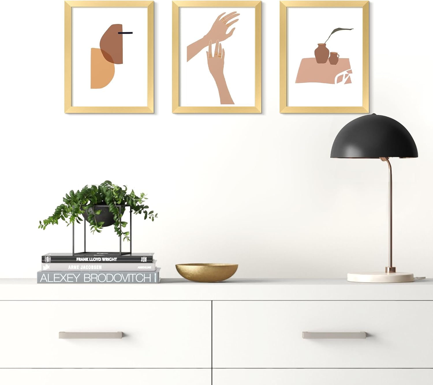 Upsimples 8.5x11 Picture Frame Set of 5 - Elegant Gold Frames for 6x8 or 8.5x11 Photos