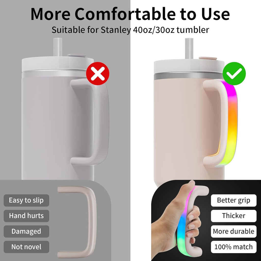 Stanley | LED Light-Up Tumbler Handle - Comfortable Grip for 40oz/30oz Cups | Rose Quartz Color