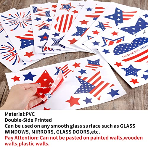 Quera 9 Sheets 4th of July Patriotic Window Clings
