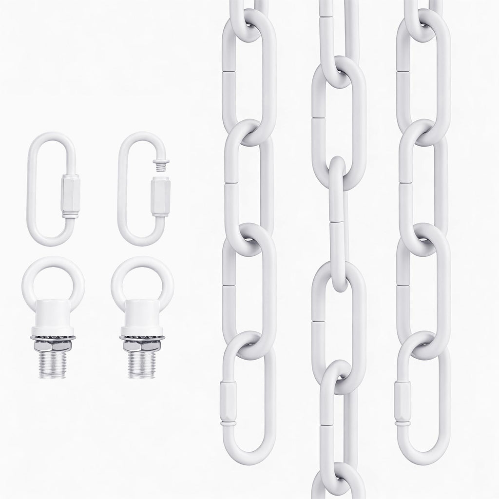 garini 10 Feet White Light Fixture Chain, Adjustable Metal Pendant Chandelier Chain Extension with Detachable Link, Maximum Load is 66 Pounds