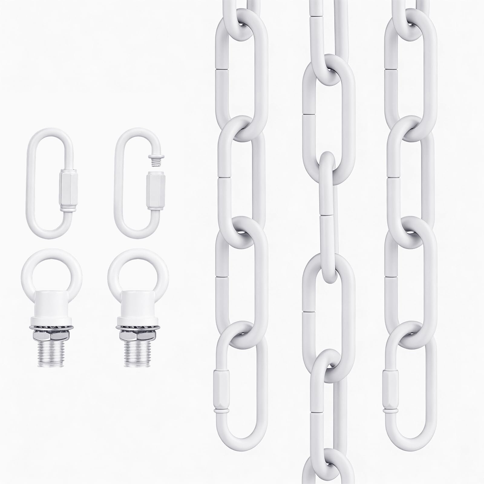 garini 10 Feet White Light Fixture Chain, Adjustable Metal Pendant Chandelier Chain Extension with Detachable Link, Maximum Load is 66 Pounds